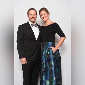 Eliza J Ball Skirt, blue and green floral, size 6